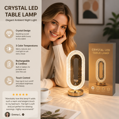 Rechargeable Crystal LED Table Lamp – Elegant Ambient Night Light