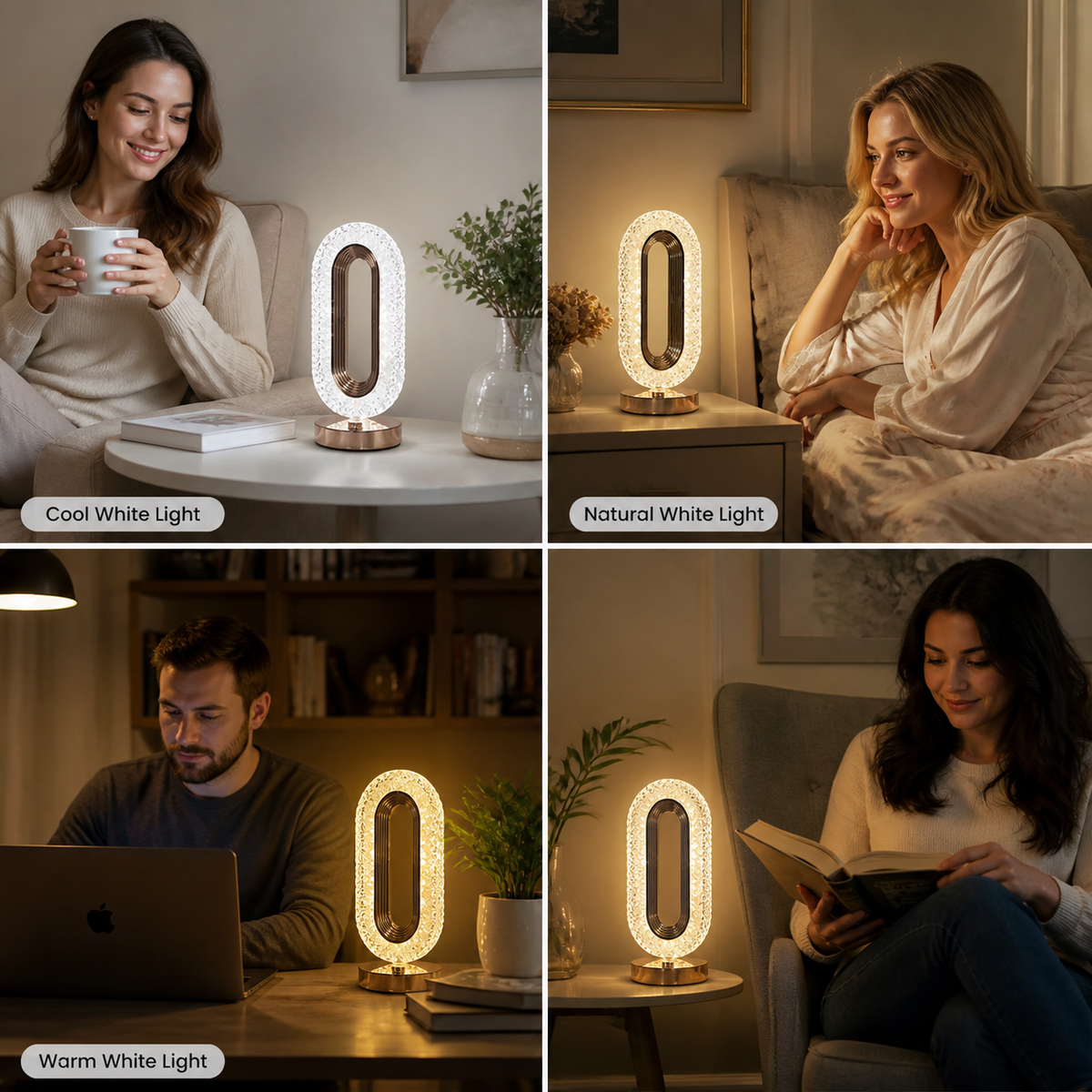 Rechargeable Crystal LED Table Lamp – Elegant Ambient Night Light