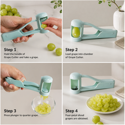 Stainless Steel Grape & Cherry Tomato Cutter – Safe One-Press Quarter Slicer for Toddlers & Kids