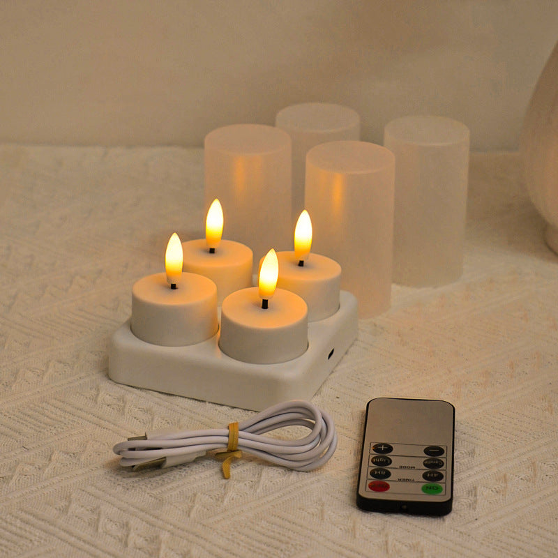 12-Piece Rechargeable LED Flameless Tea Light Candle Set with USB-C Charging Station, Remote Control & Timer