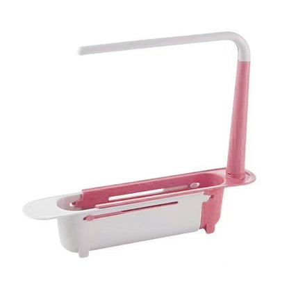 Adjustable Telescopic Sink Organizer with Drainage Basket & Towel Bar