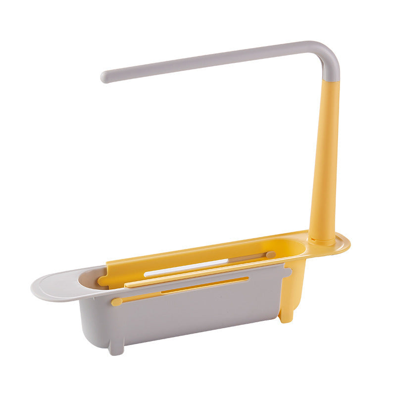 Adjustable Telescopic Sink Organizer with Drainage Basket & Towel Bar