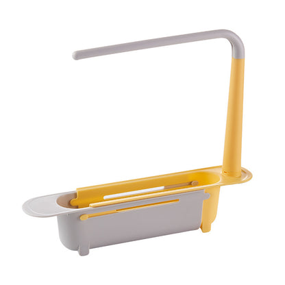Adjustable Telescopic Sink Organizer with Drainage Basket & Towel Bar