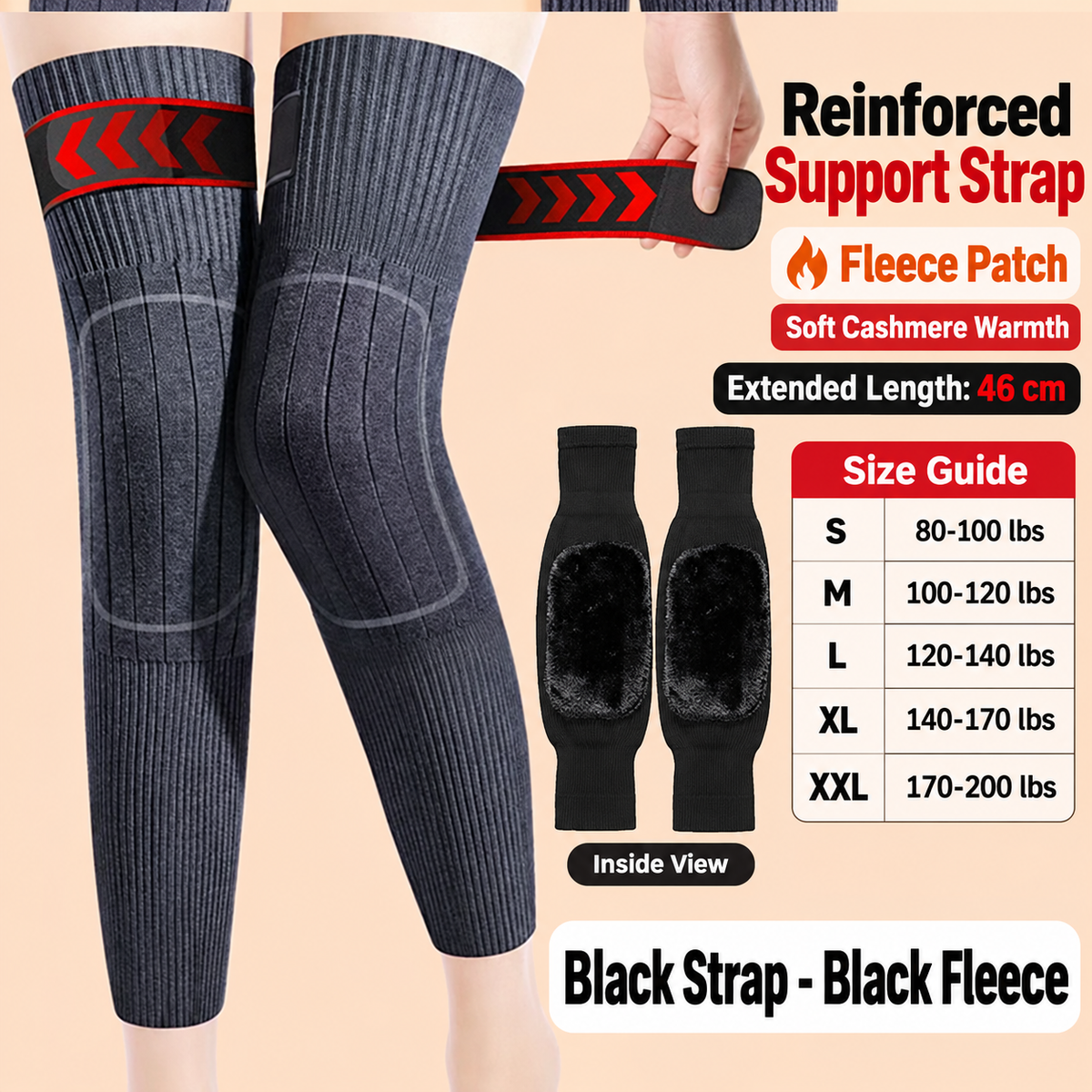 Universal Long Knee Warmers with Thick Faux Fur Lining for Winter
