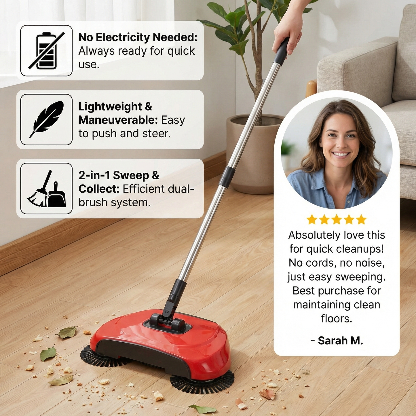 2-in-1 Vacuum Broom Without Electricity