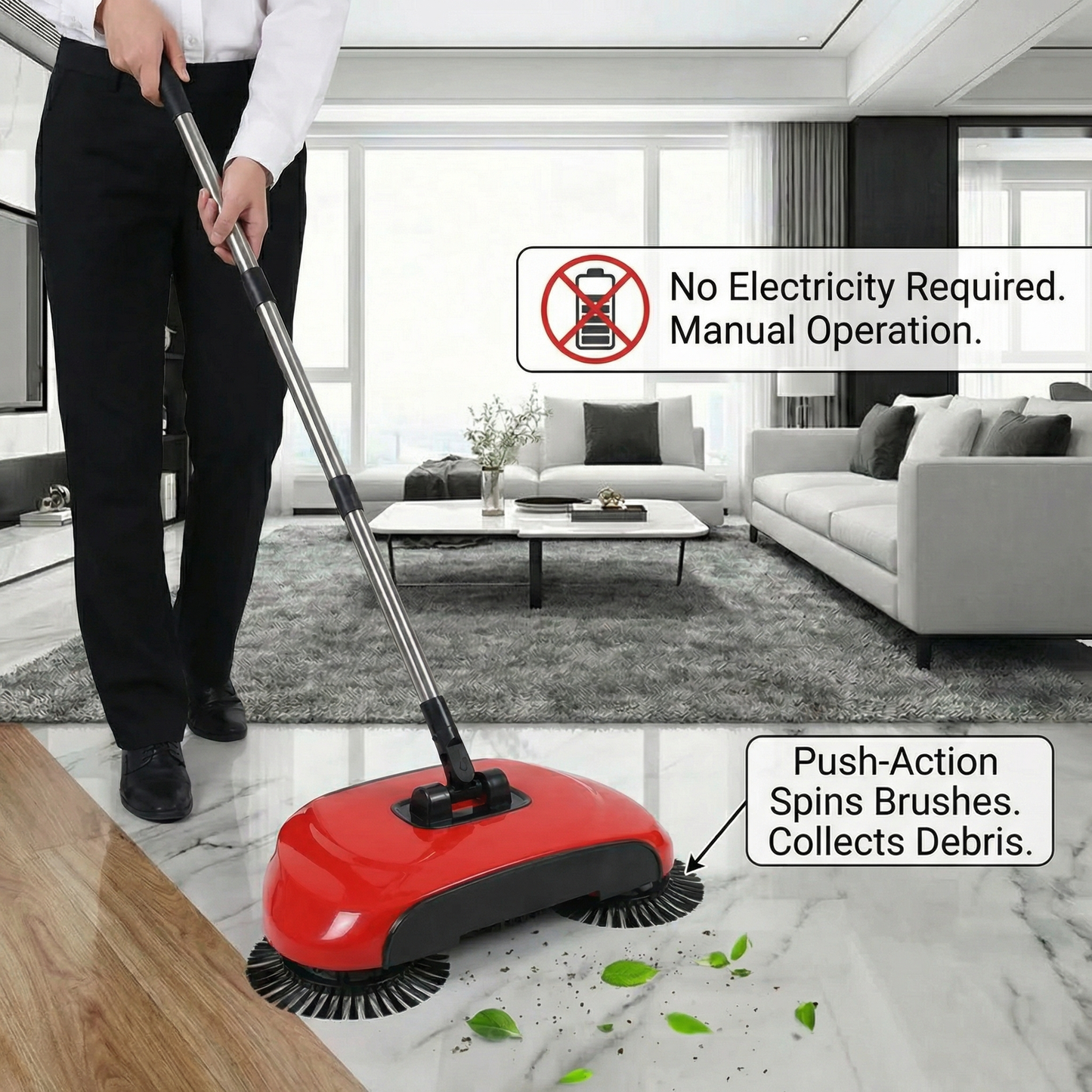 2-in-1 Vacuum Broom Without Electricity
