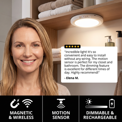 Dimmable rechargeable ceiling light with motion sensor – magnetic & wireless