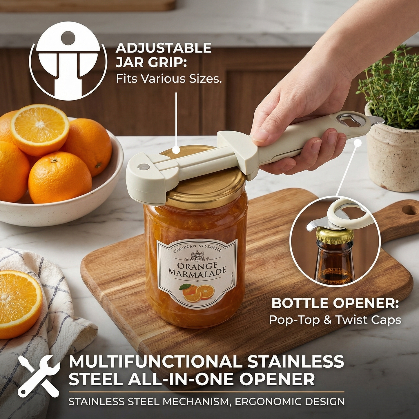 Multifunctional Stainless Steel All-in-One Opener
