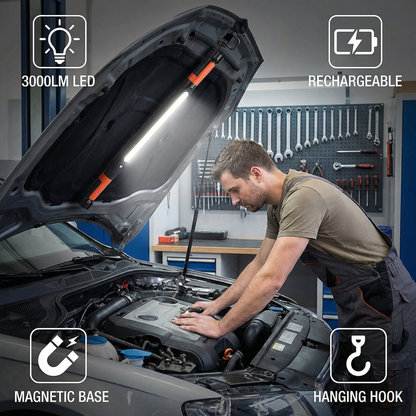 LED Work Light 3000LM – Rechargeable, Magnetic Base & Hanging Hook