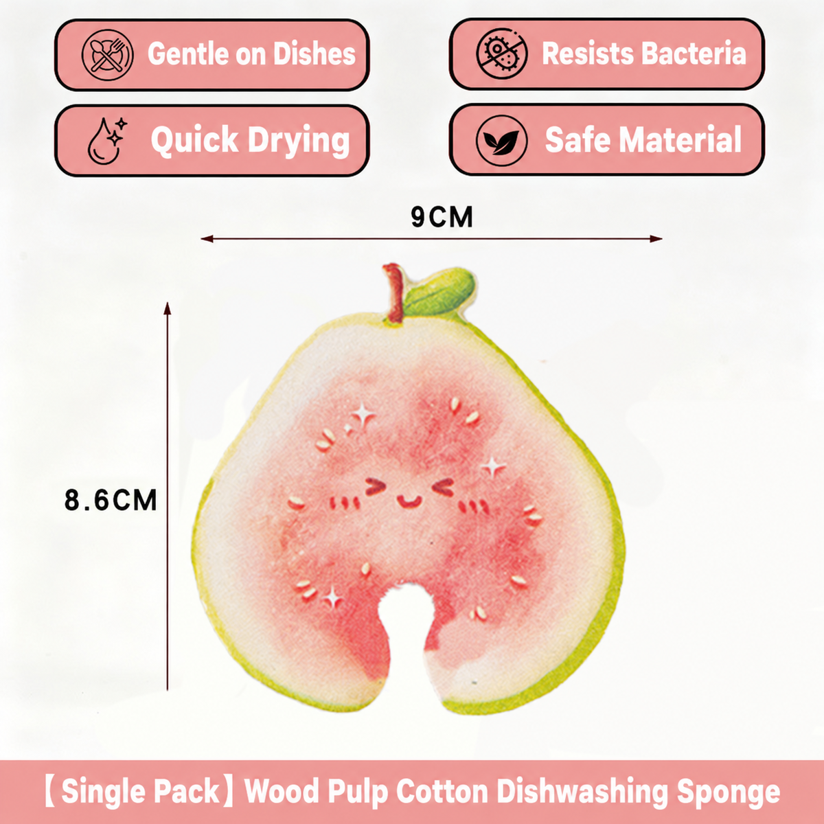 Fruit-Shaped Pop-Up Cellulose Sponges – 3-Pack of Plant-Based, Non-Scratch Kitchen Sponges