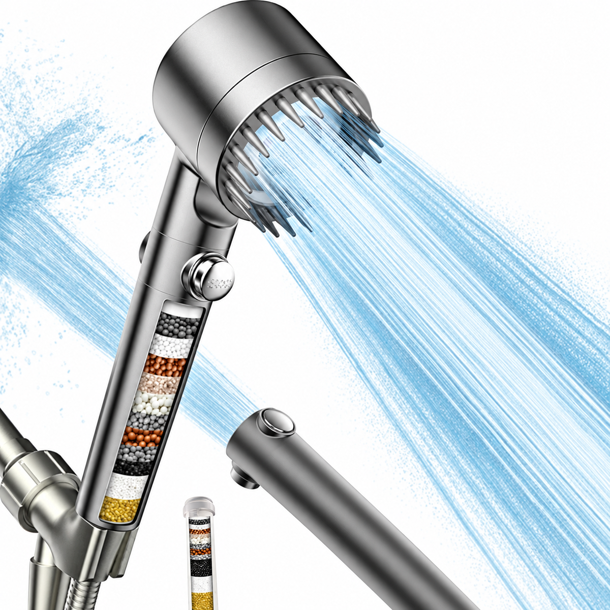 Filtered Shower Head with Multiple Spray Modes & On/Off Switch