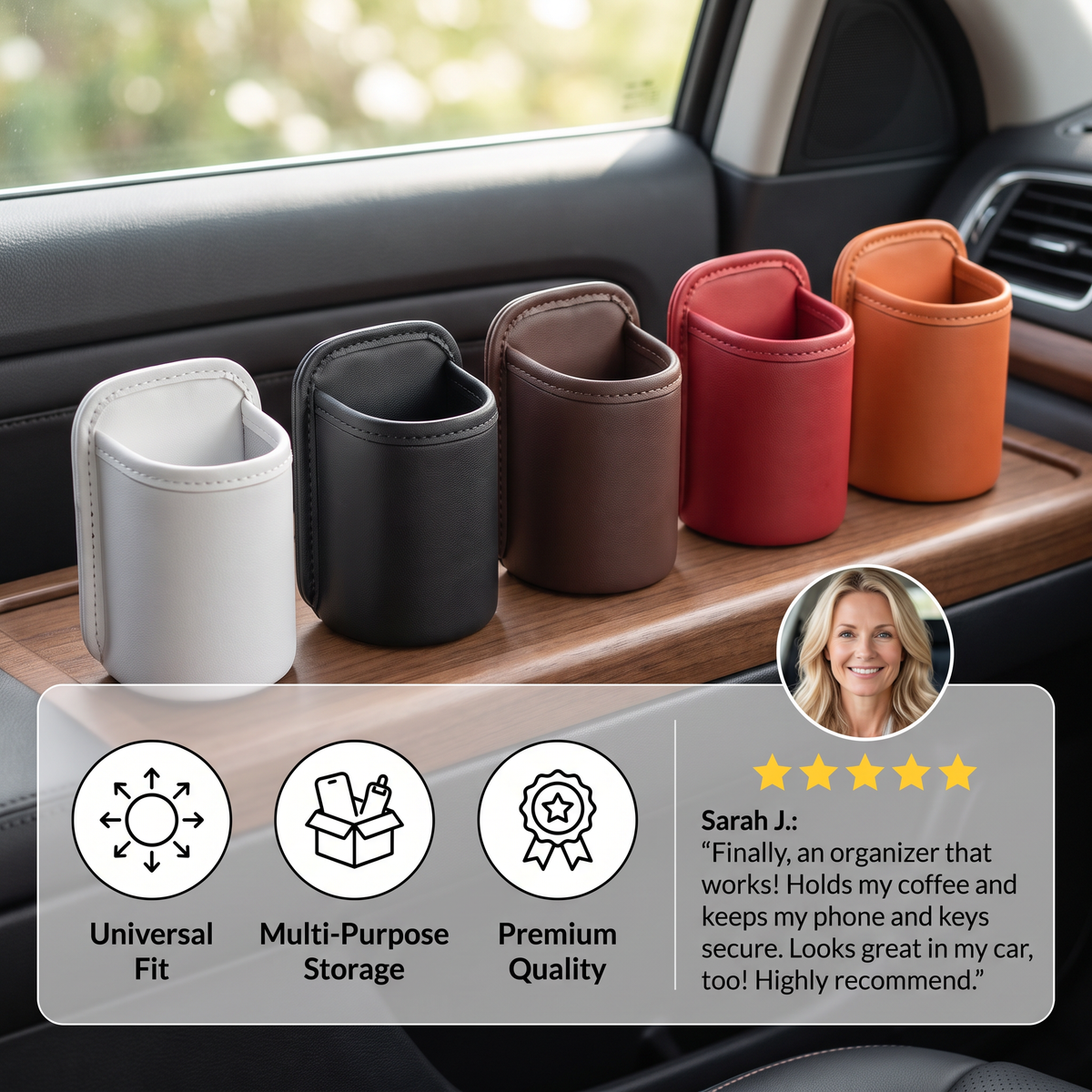 Universal Car Cup Holder & Multi-Purpose Storage Organizer for Bottles and Accessories