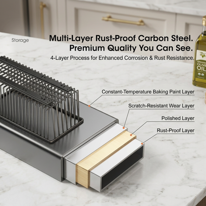 Space-Saving Pull-Out Carbon Steel Storage Basket & Cabinet Organizer