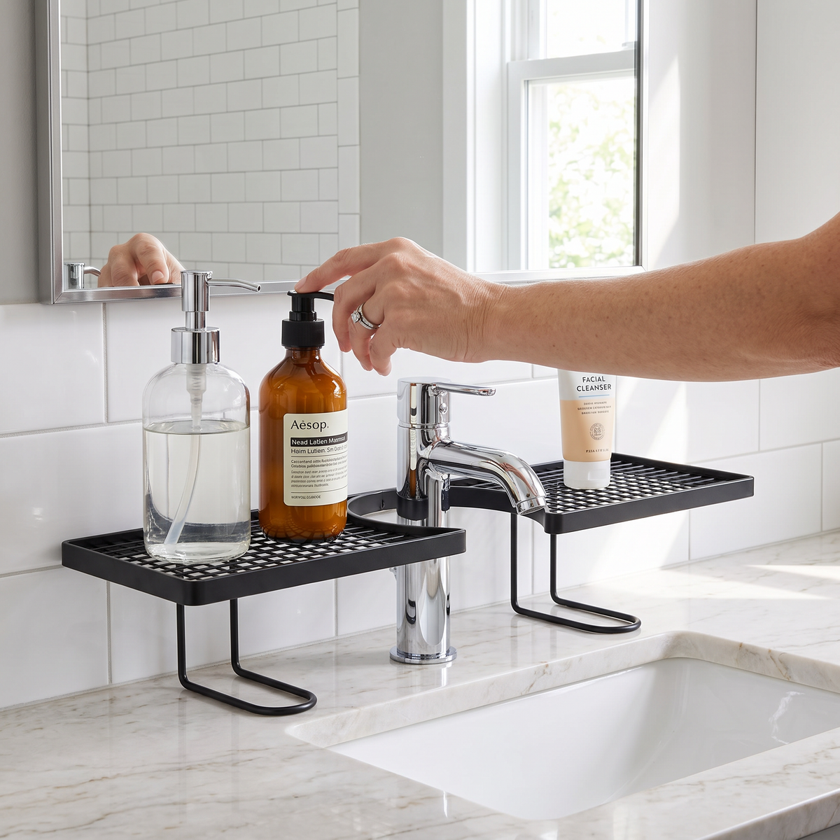 No-Drill Moisture-Resistant Bathroom Countertop Organizer Shelf