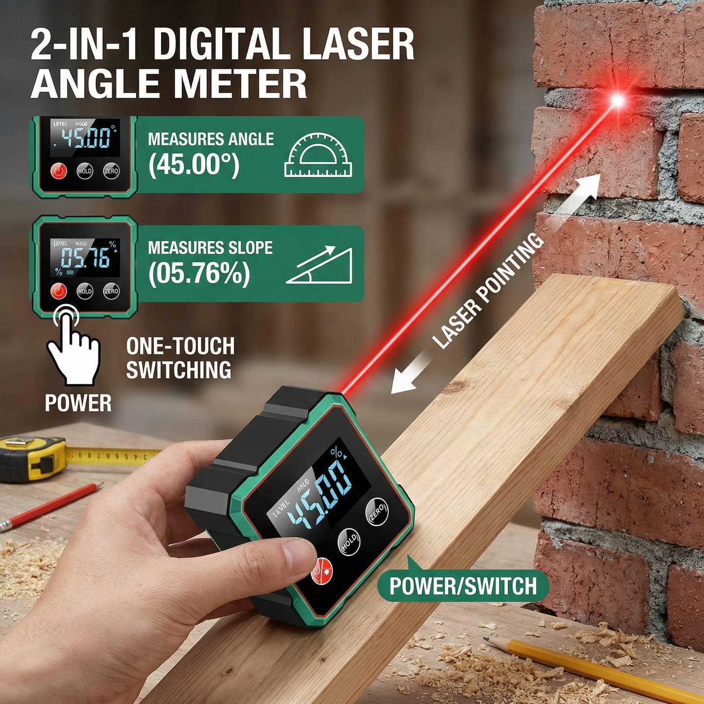 2-in-1 Digital Laser Angle Meter