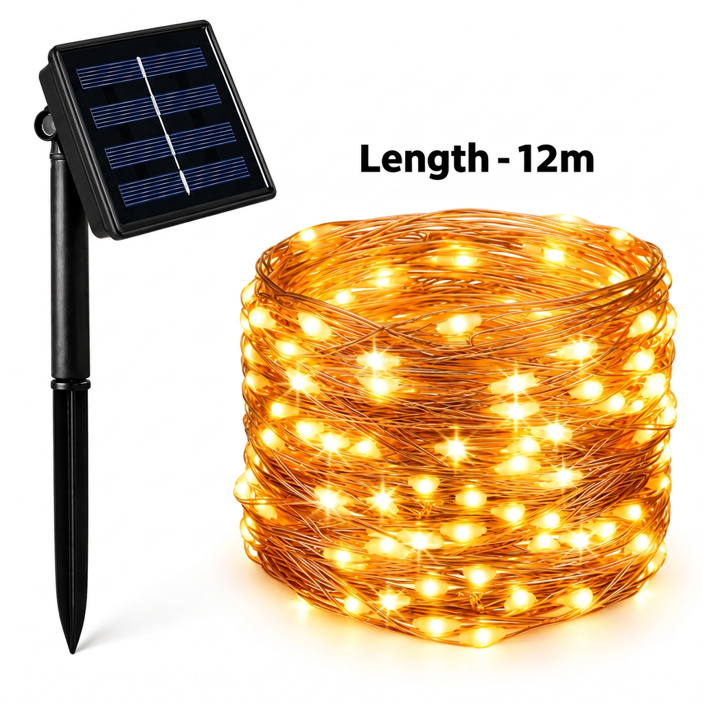 Solar Outdoor String Lights with LEDs & 8 Lighting Modes