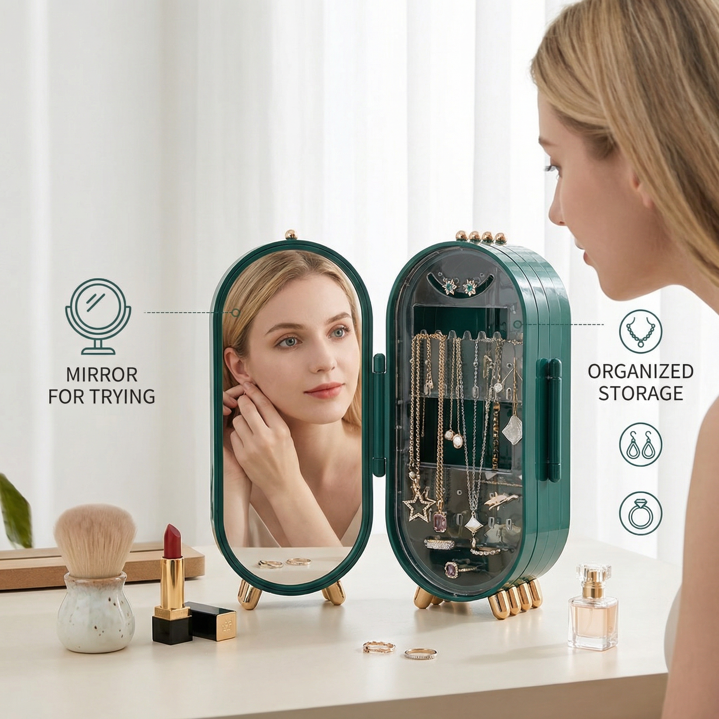 Elegant Jewelry Storage Box With Mirror