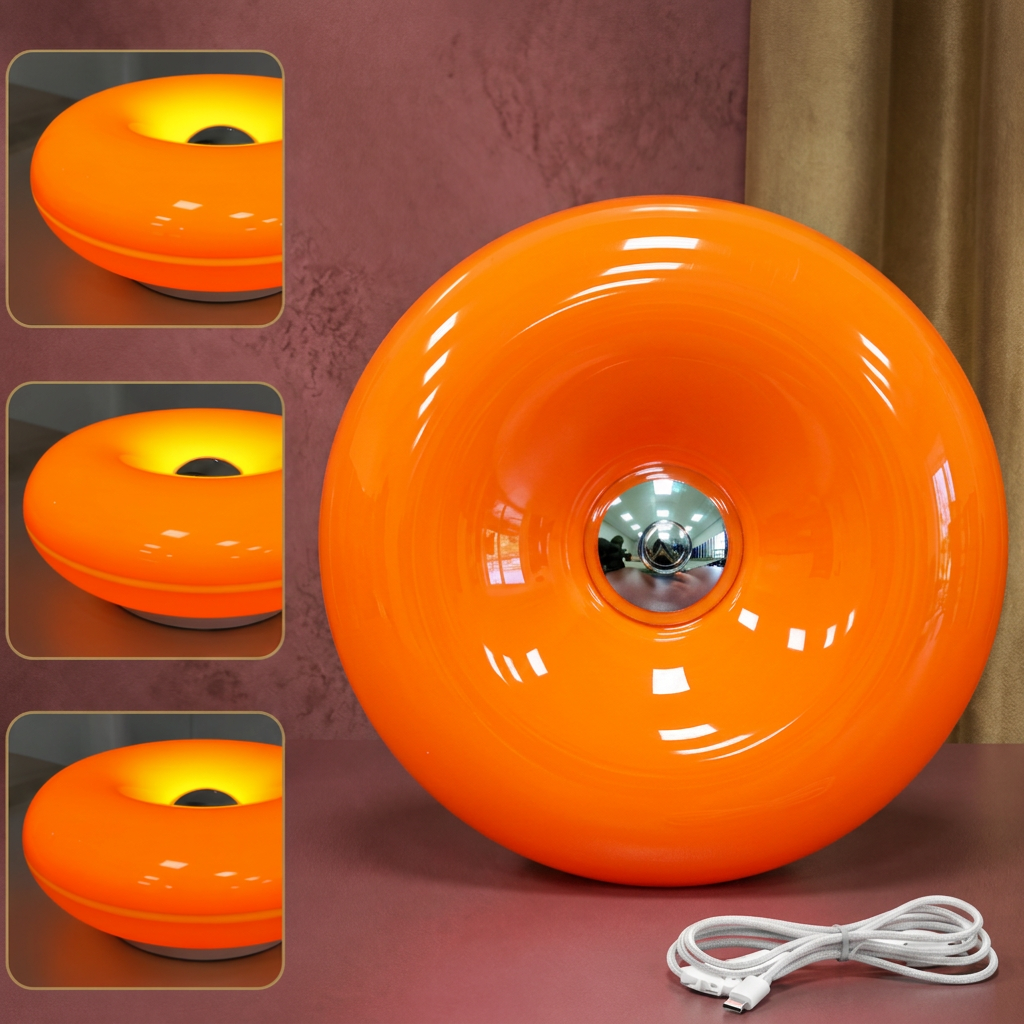 Retro Donut-Shaped LED Lamp with Cozy Ambient Glow