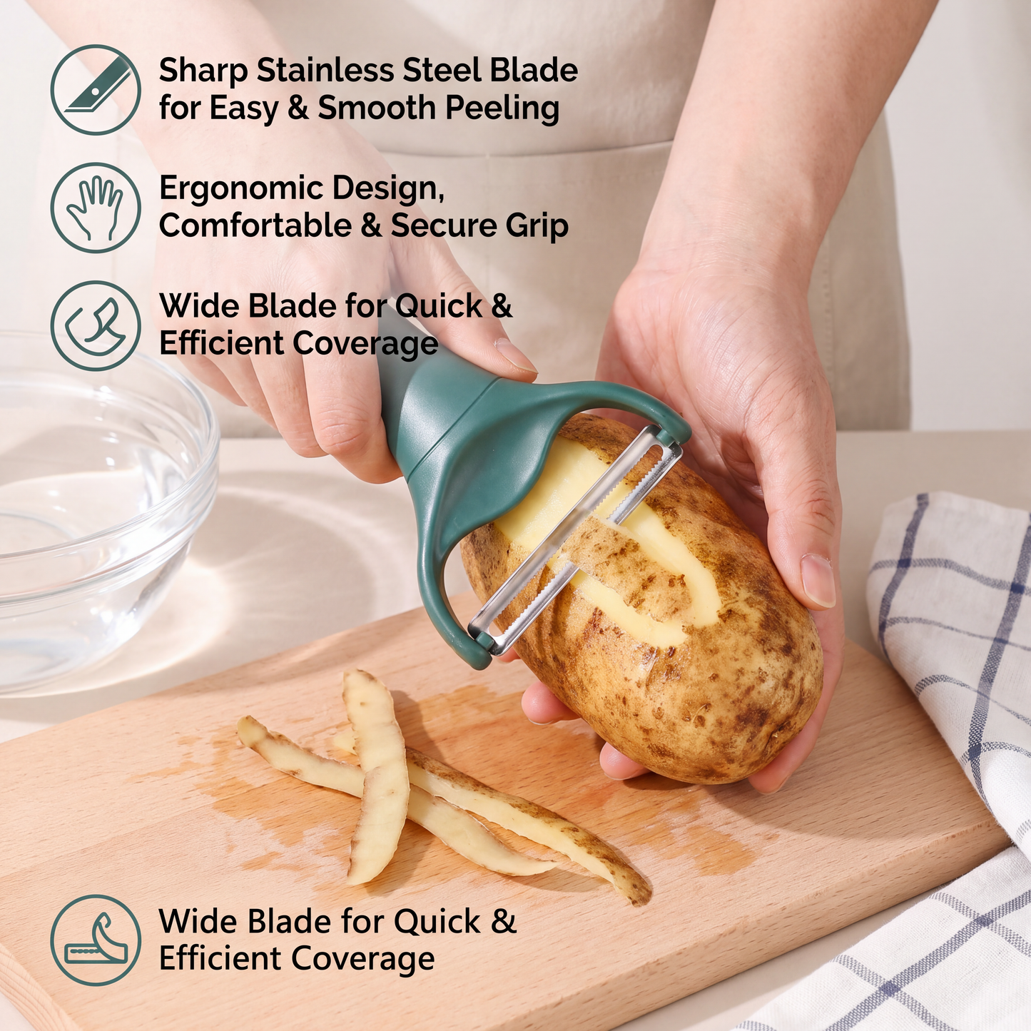 Stainless Steel Wide Vegetable Peeler & Slicer
