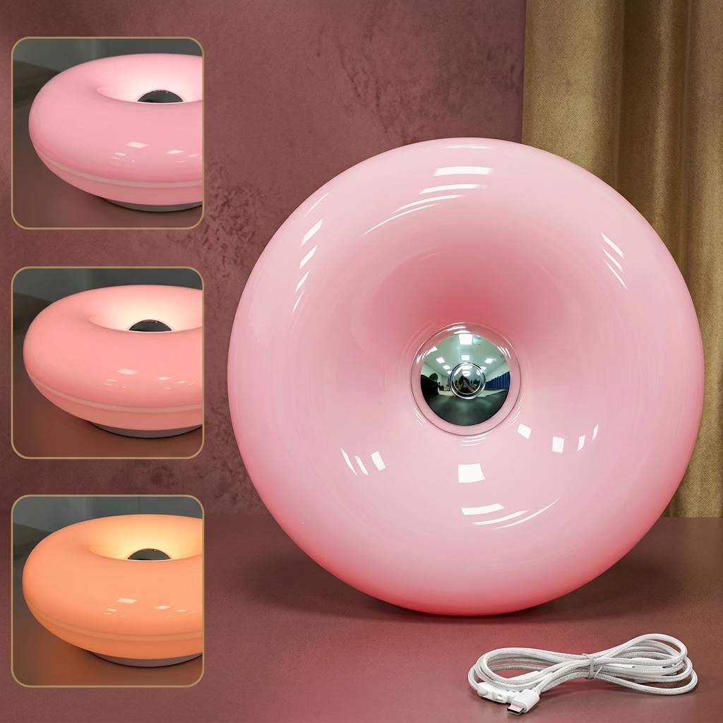 Retro Donut-Shaped LED Lamp with Cozy Ambient Glow
