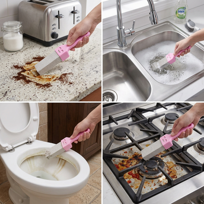 Extra-Long Handle Pumice Stone Toilet Cleaner for Limescale & Stubborn Stains