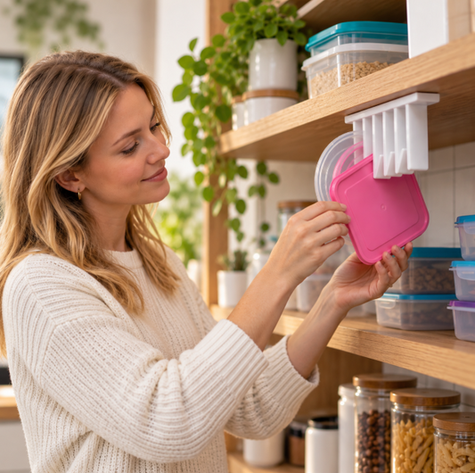 Space-Saving Tupperware Lid Organizer Rack