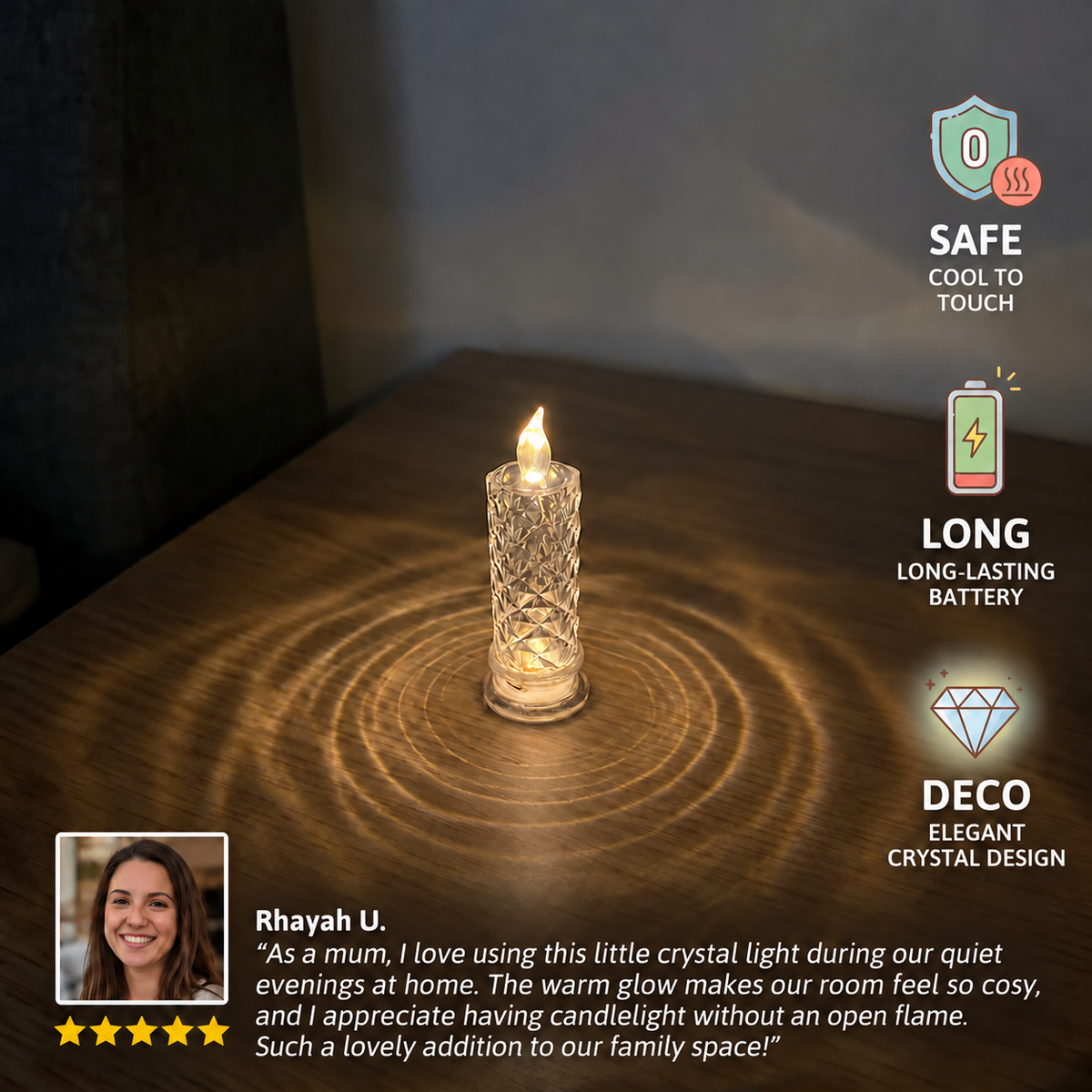 LED Flameless Candle Lamp – Cozy & Decorative Table Light