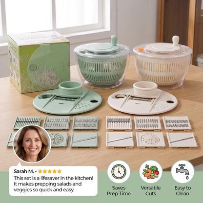 9-in-1 Manual Spinner & Slicer Vegetable and Salad Prep Set