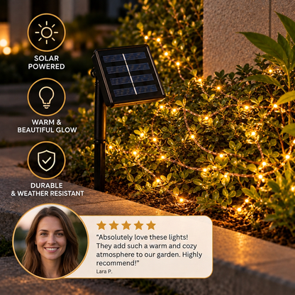 Solar Outdoor String Lights with LEDs & 8 Lighting Modes