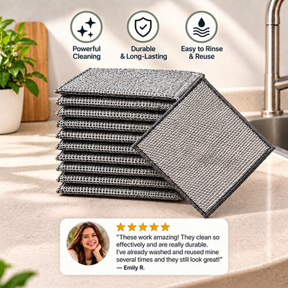 Reusable Non-Scratch Wire Dishcloths for Multipurpose Kitchen Cleaning