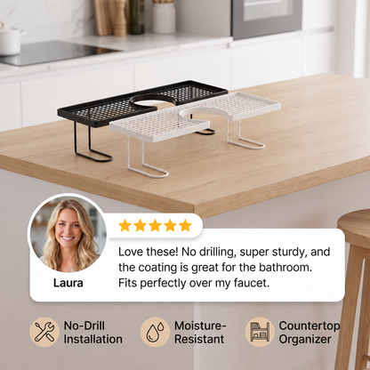 No-Drill Moisture-Resistant Bathroom Countertop Organizer Shelf