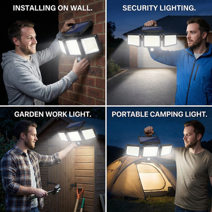 Waterproof LED Solar Outdoor Light with 3 Spotlights – 3 Lighting Modes & Motion Detection