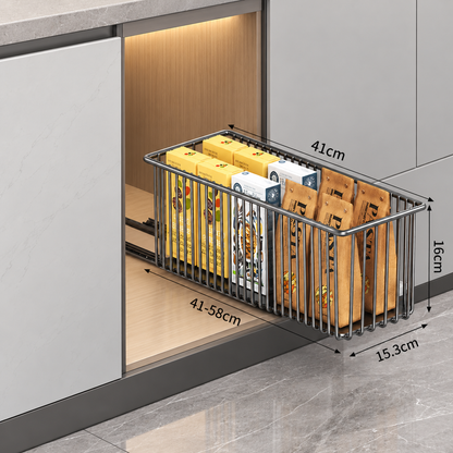 Space-Saving Pull-Out Carbon Steel Storage Basket & Cabinet Organizer