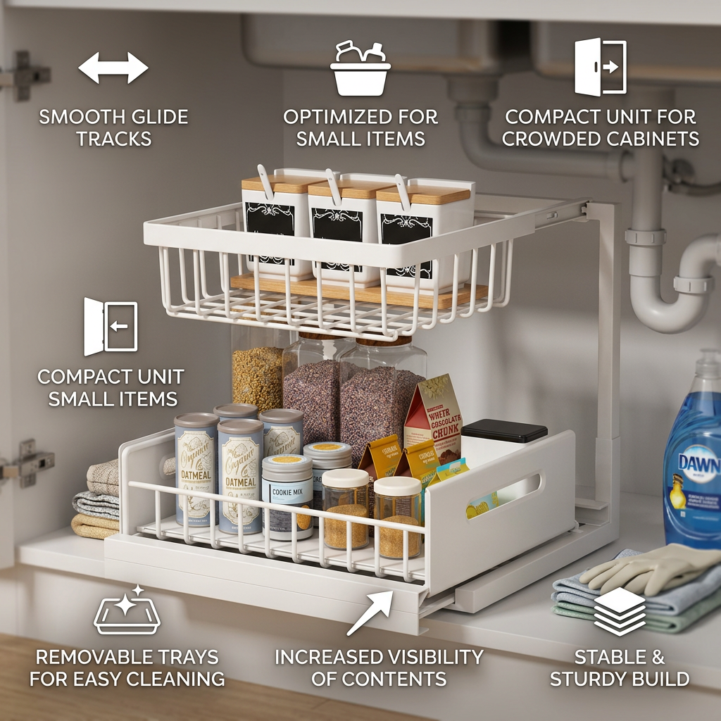 2-Tier Pull-Out Under-Sink Storage Organizer