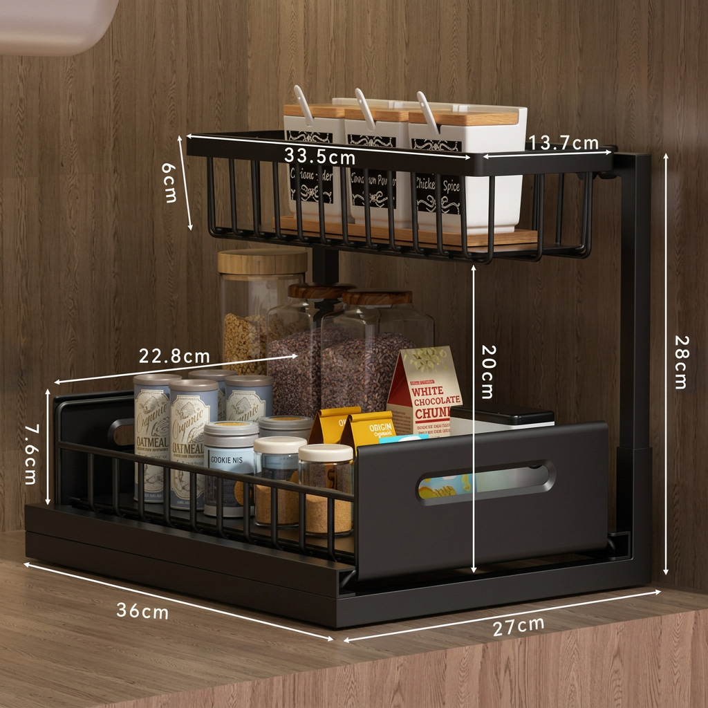 2-Tier Pull-Out Under-Sink Storage Organizer