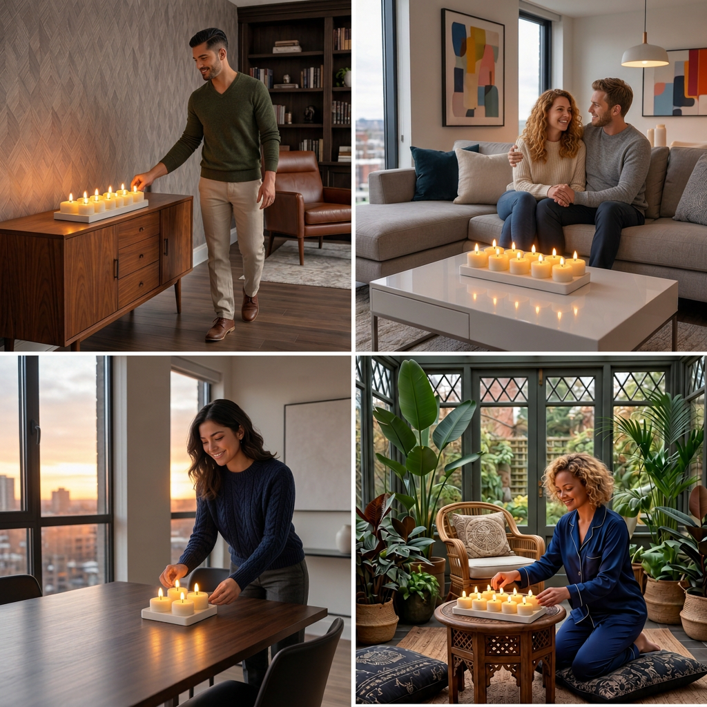 12-Piece Rechargeable LED Flameless Tea Light Candle Set with USB-C Charging Station, Remote Control & Timer