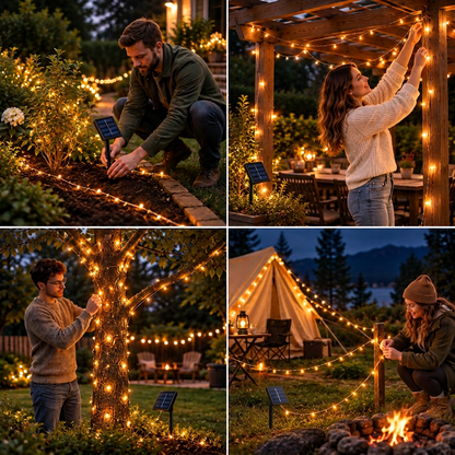 Solar Outdoor String Lights with LEDs & 8 Lighting Modes