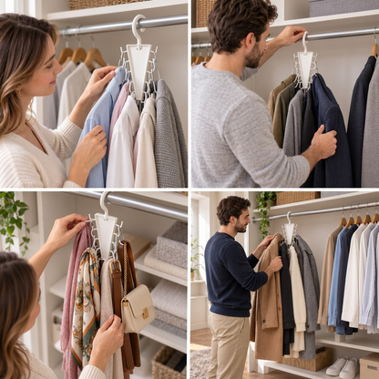 V-Shaped 12-Hook Space-Saving Closet Organizer with 360° Rotating Hanger