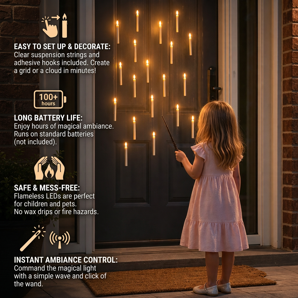 Magic Wand-Controlled Floating LED Candles