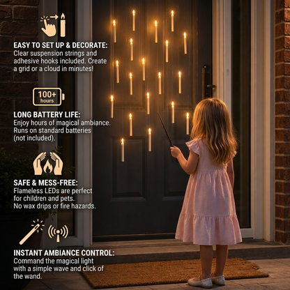 Magic Wand-Controlled Floating LED Candles