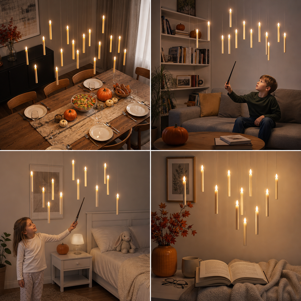 Magic Wand-Controlled Floating LED Candles