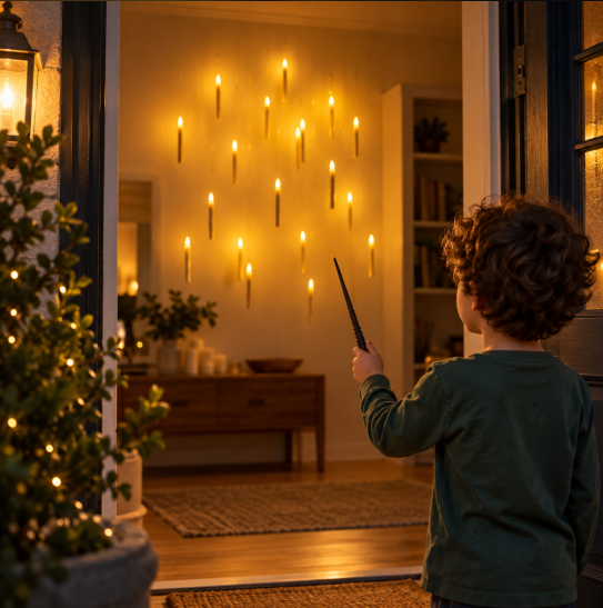 Magic Wand-Controlled Floating LED Candles