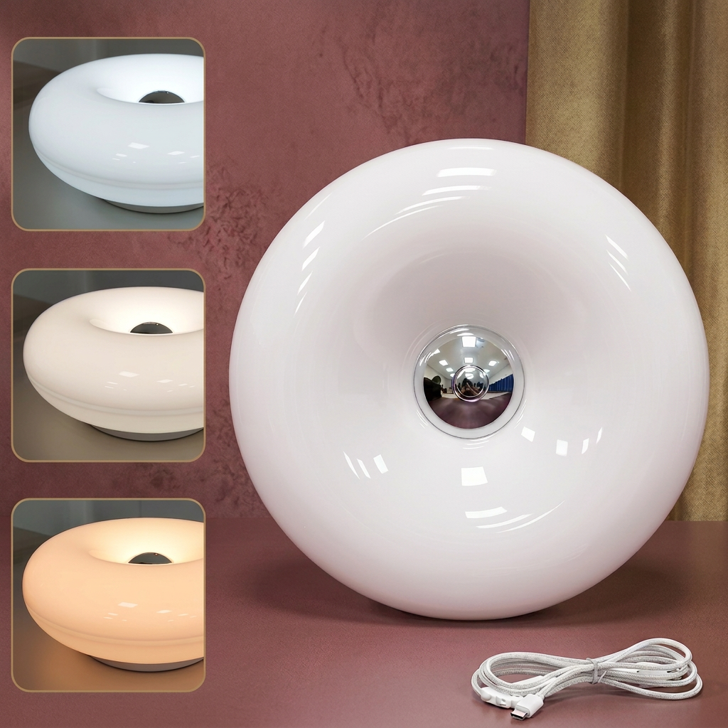 Retro Donut-Shaped LED Lamp with Cozy Ambient Glow